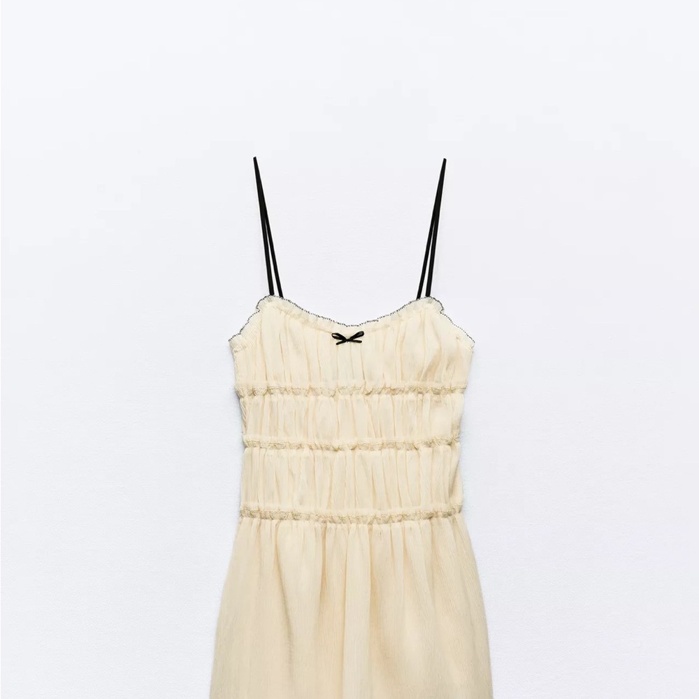 Zara Cream Mini Dress with Black Straps